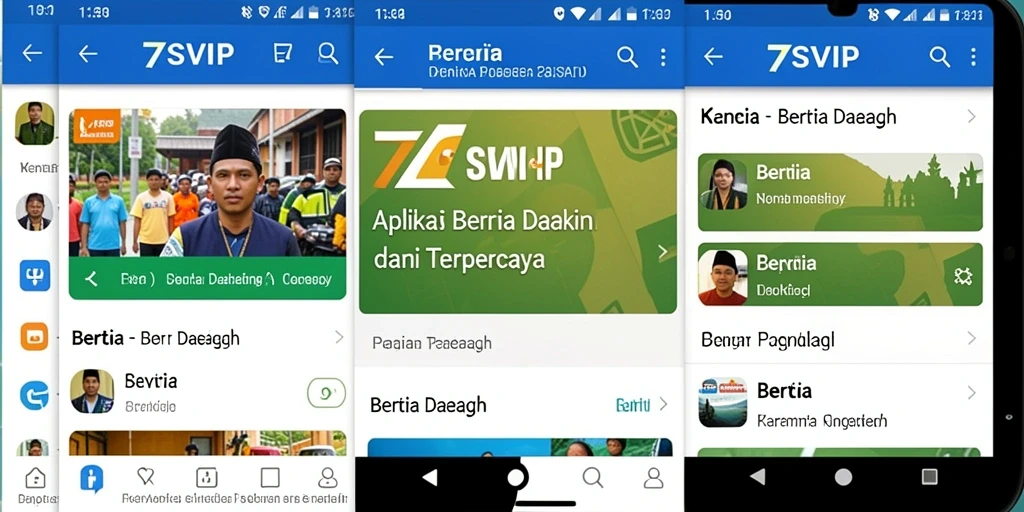 Tampilan antarmuka aplikasi 7SVIP dengan berita daerah terkini.