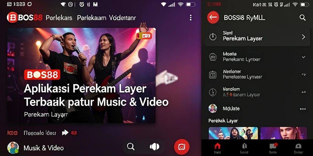 Screenshot antarmuka BOS88 menampilkan fitur Perekam Layar yang lengkap.