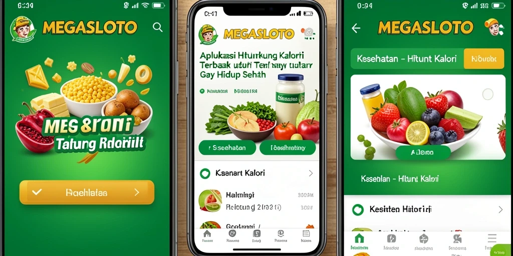 Tampilan utama MEGASLOTO yang menampilkan fungsi Hitung Kalori.