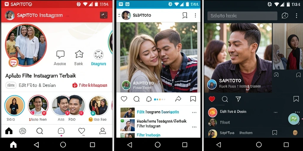 Antarmuka SAPITOTO dengan beragam filter Instagram yang menarik.