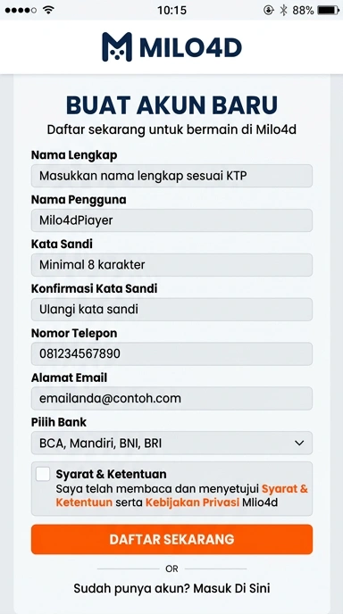 Cara Mudah Membuat Akun Baru Milo4D